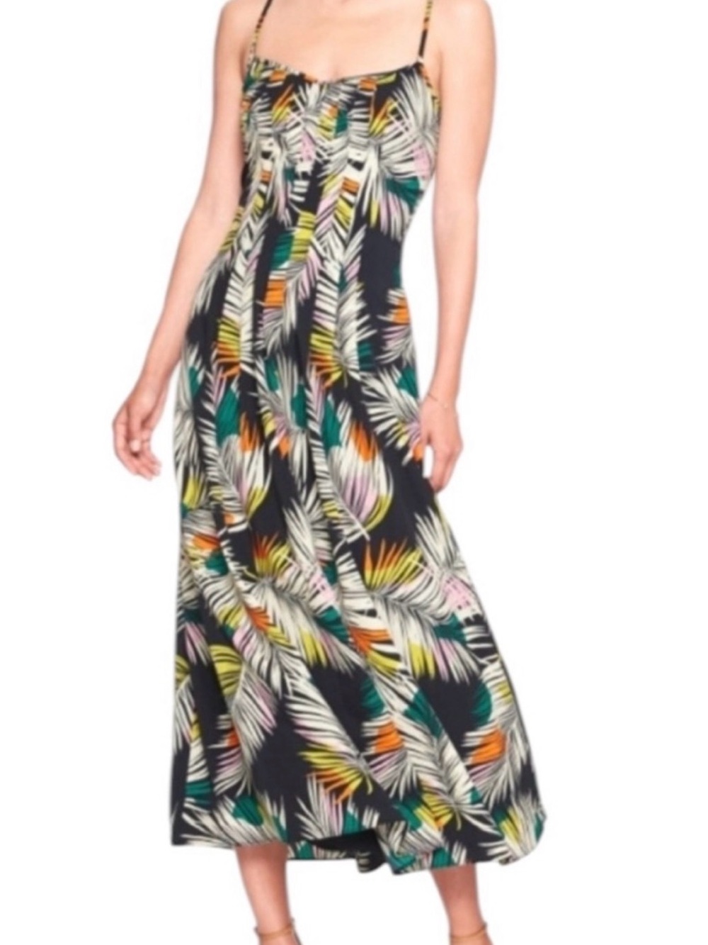 Banana Republic Tropical Spaghetti Strap Midi Dress